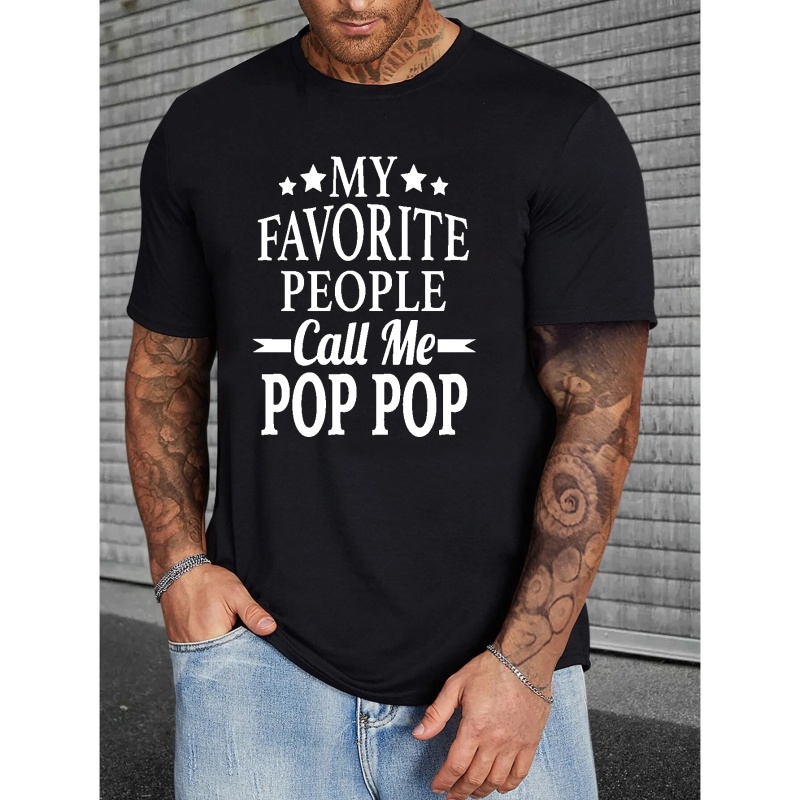 

Plus Size Men's "my Favourite People" Print T-shirt, Comfy Stretch Graphic Tees For Summer And Beach, Men's Clothings Daily Wear