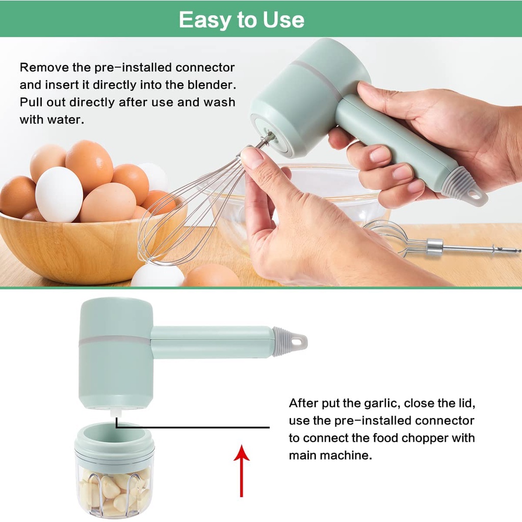 Usb Electric Milk Frother Garlic Chopper Masher Whisk Egg - Temu