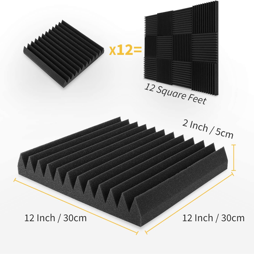 Fstop Labs Paneles de espuma acústica de 2 x 12 x 12 pulgadas, panel  piramidal absorbente de sonido, paneles acústicos, paneles acústicos,  paneles de