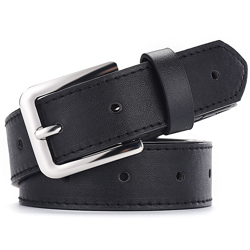 Fashion K-Letter Belt Men's Leather Automatic Buckle White Boys