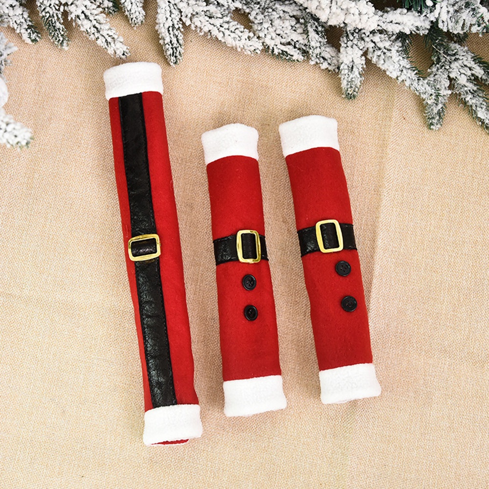 Make Your Christmas Sparkle: 3pcs Red Refrigerator Handle Covers Protector  Hook And Loop For Ovens, Fridge, Dishwashers