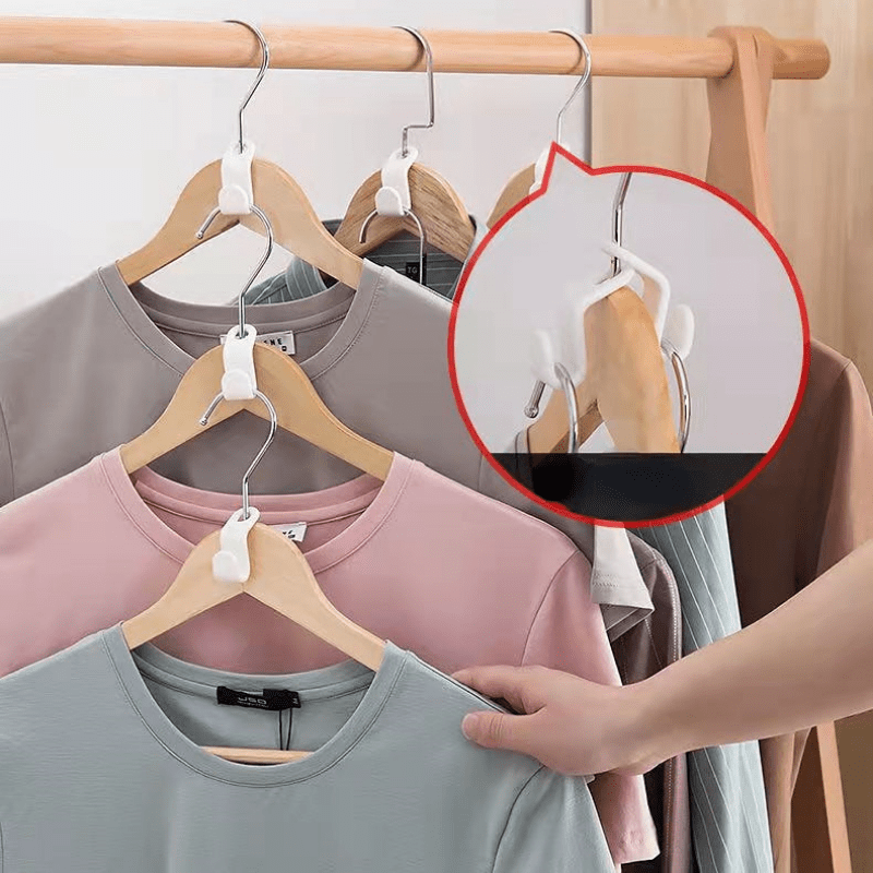 6 PCS Mini Clothes Hanger Connector Hooks Extender Clips Plastic Cascading  Organizer Rack Space Saving for Closet