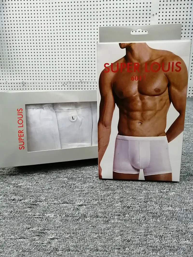 1pcs White Men's Cotton Boxers Briefs, Casual Plain Color Panties,  Breathable Comfy High Stretch Underwear