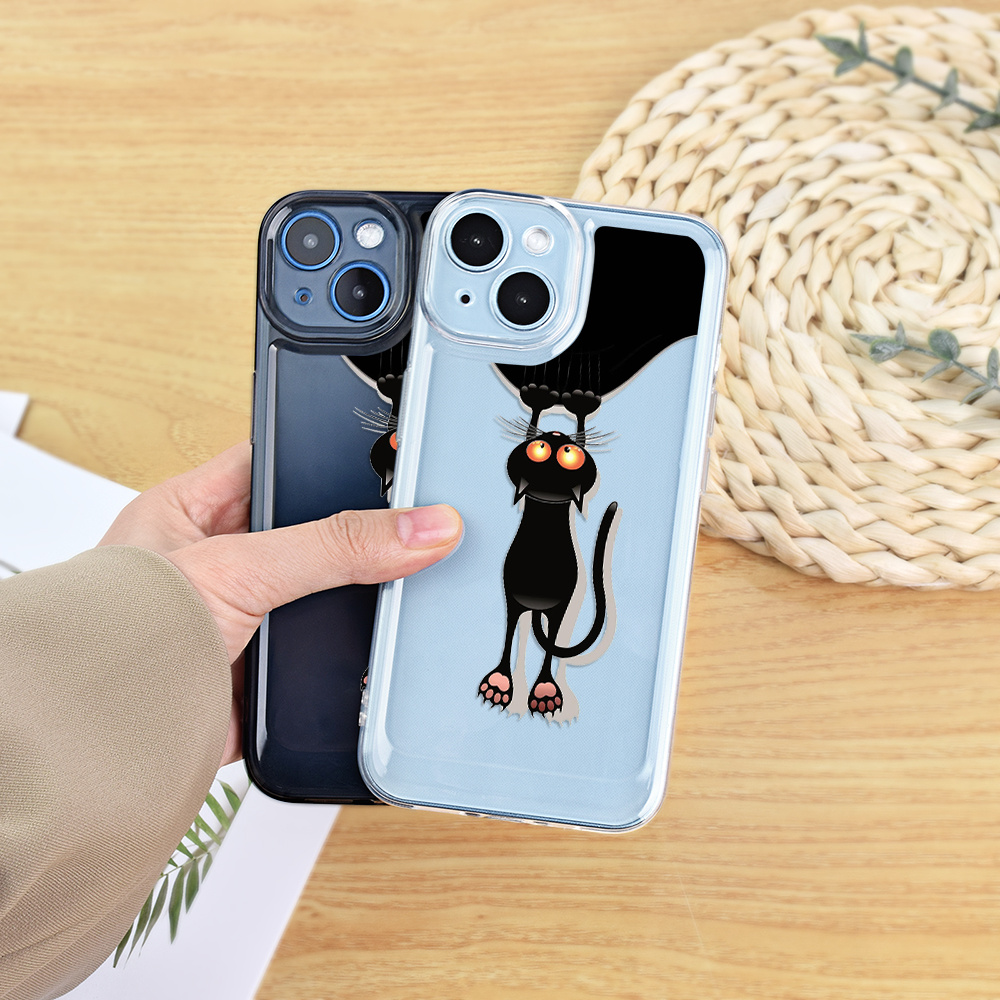 Funny Cat Transparent Black Lens inclusive Mobile Phone Case - Temu