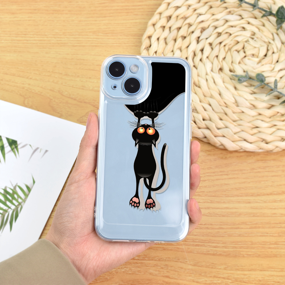 Funny Cat Transparent Black Lens inclusive Mobile Phone Case - Temu