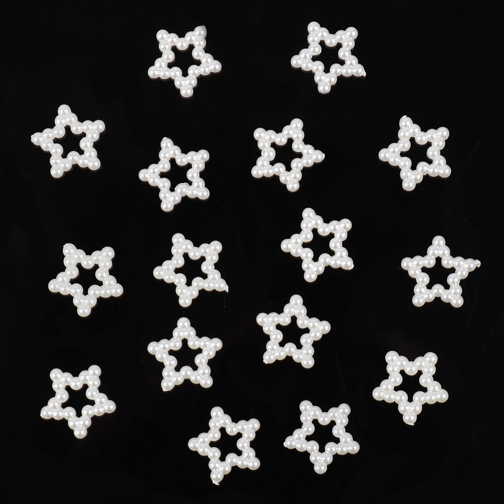 Star Heart Shape Pearls 3d Nail Charms White Nail Charms - Temu