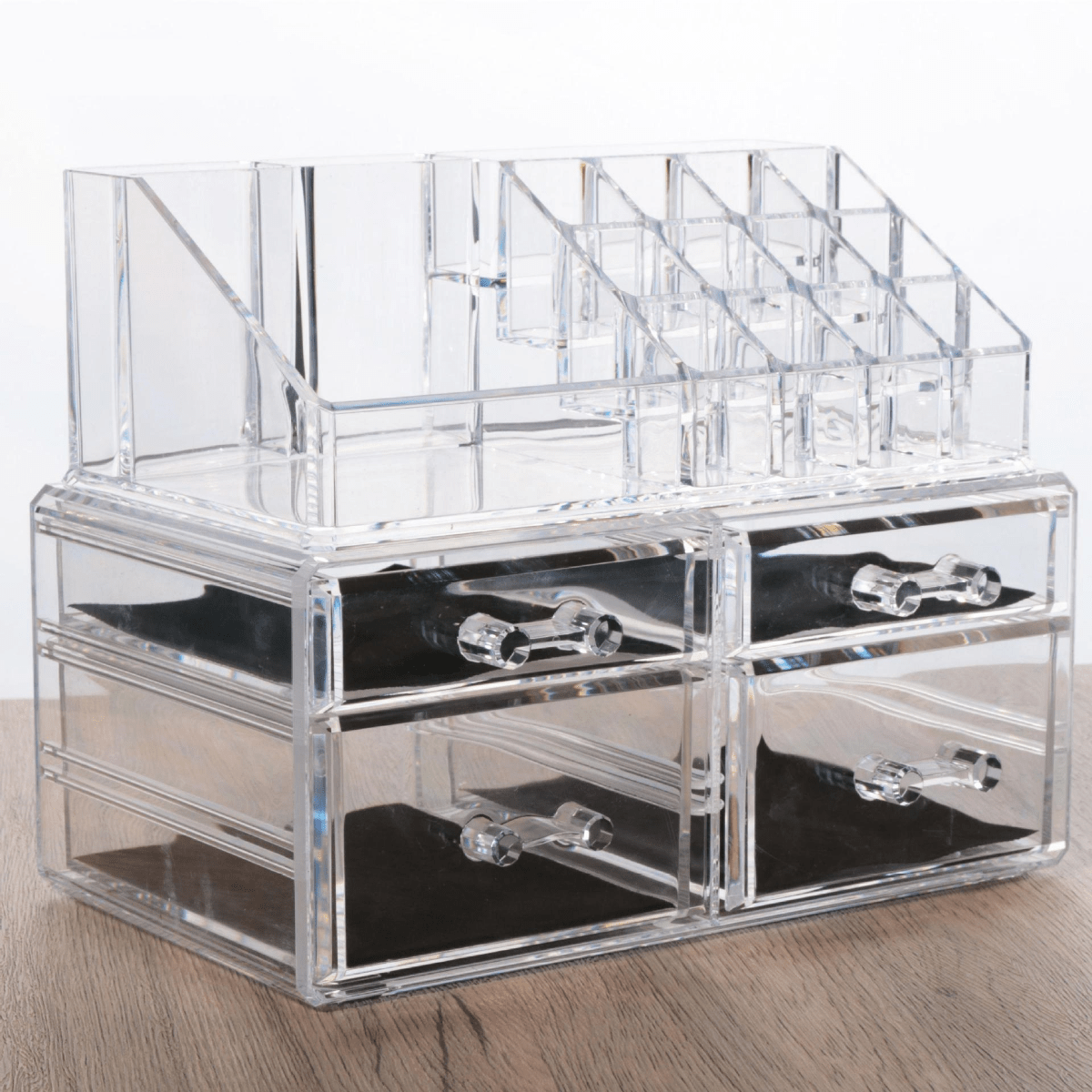 2 Drawer Transparent Acrylic Makeup Storage Box Desk Jewelry & Clear  Cosmetic Organizer Vanity Storage Display Box Make Up Organizers And Storage  Make