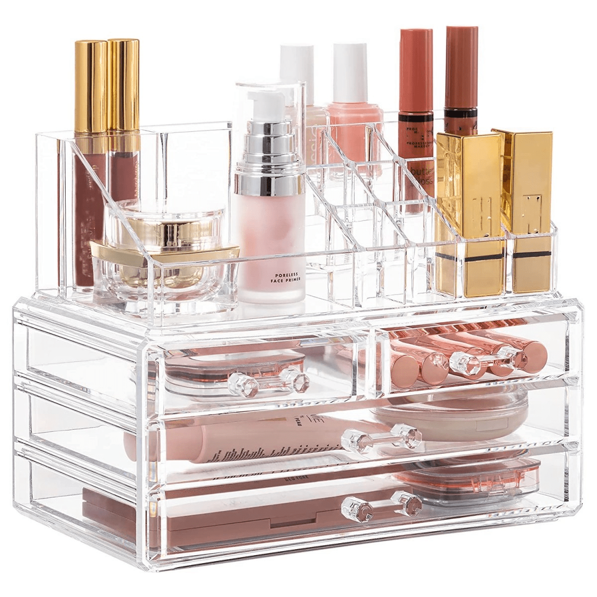 Stackable Cosmetic Organizer Drawers, Acrylic Clear Makeup Organizer,  Vanity Container Drawer For Cosmetics, Skin Care, Hair Accessories,  Bathroom Counter Or Dresser - Temu Italy