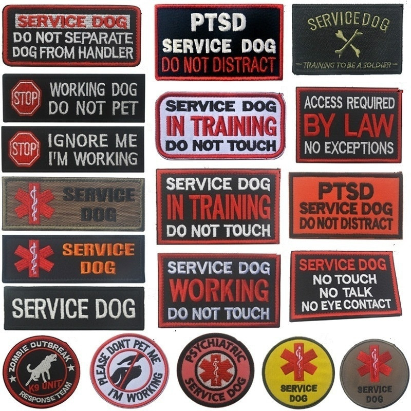 Service Dog Vest Military Embroidery Patches Badge Tactical Decorative  Sewing Clothes Accessories Dog Pets Vest Patch Insignia
