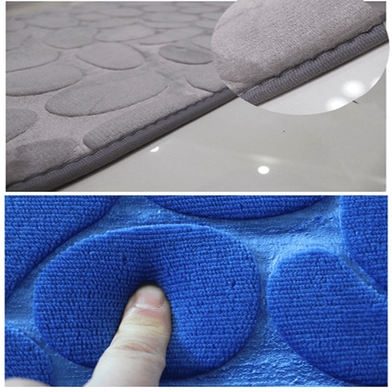 3pcs Anti Slip Cobblestone Bath Floor Mat U Shaped Foot Carpet