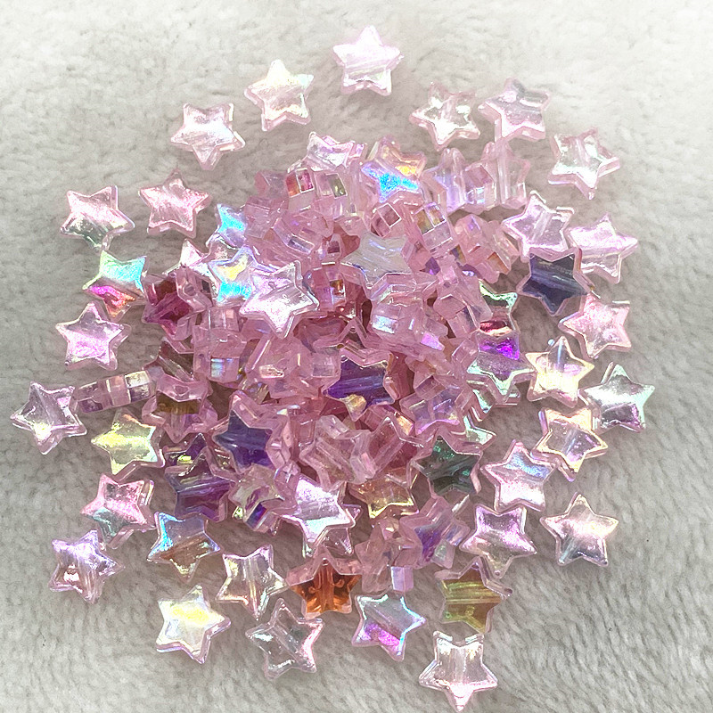 Iridescent Baby Pink Star Beads, Star Shaped Beads for Jewelry Making