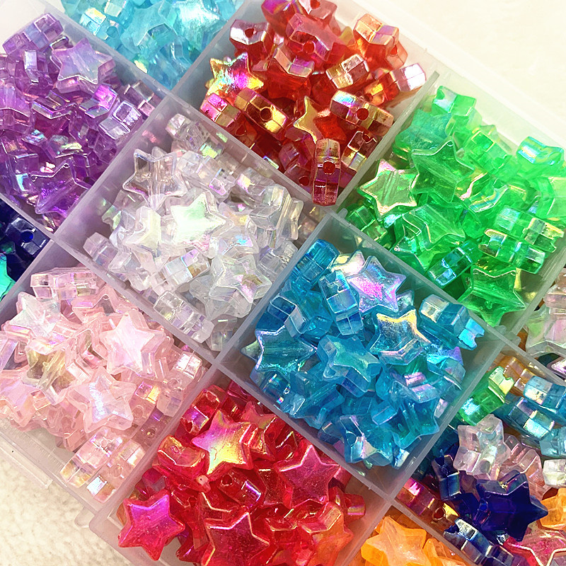 400 Pieces Acrylic Star Beads Heart Beads Pastel Beads Shaped Beads  Assorted Multicolor Mix Plastic Pony Beads for DIY Jewelry Making Necklace  Rainbow