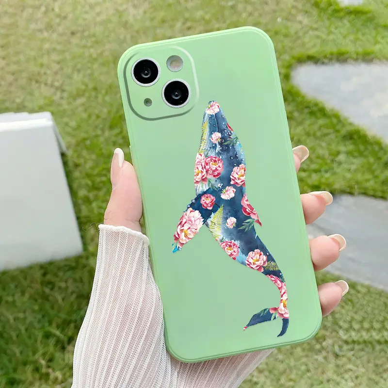 Patterned Fish Mixture Flowers Phone Case Iphone 14 - Temu