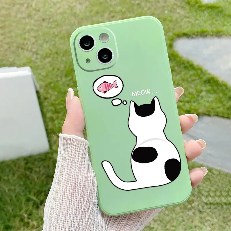 Cow Cat Wants Eat Fish Phone Case Iphone 14 Pro Max/ 14 - Temu