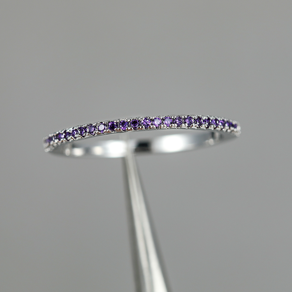 White Blue Purple Champagne Stone Synthetic Zirconia Eternity Ring KC Engagement Princess Love Ring Wedding Band Ring Valentine's Day Gift