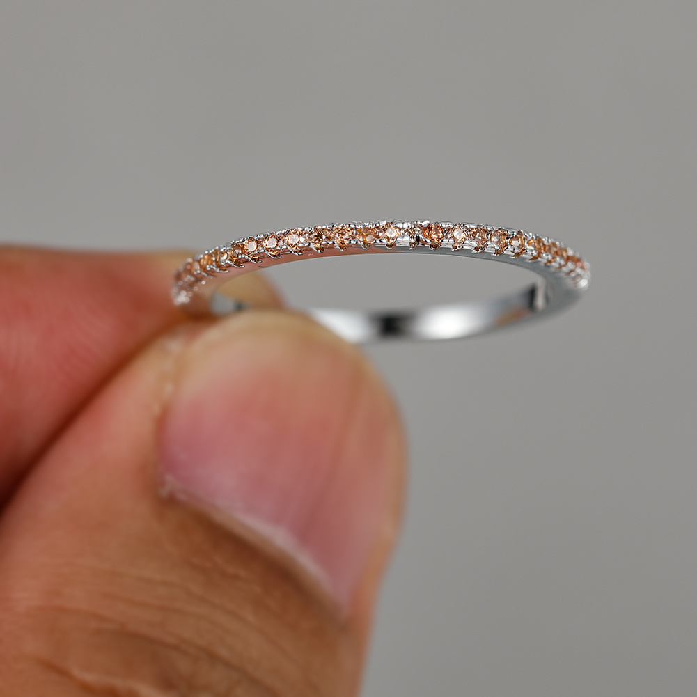 White Blue Purple Champagne Stone Synthetic Zirconia Eternity Ring KC Engagement Princess Love Ring Wedding Band Ring Valentine's Day Gift