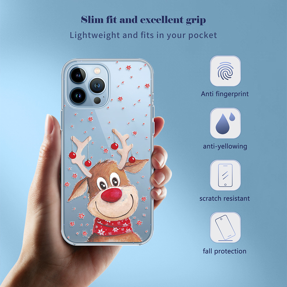 For Airpods1/2 Case & Phone Case Christmas Elk Luxury Shockproof Phone Case  For Iphone 15 11 14 13 12 Pro Max Xr Xs 7 8 Plus, Car Anti-fall Cases Fall  Protection Cover