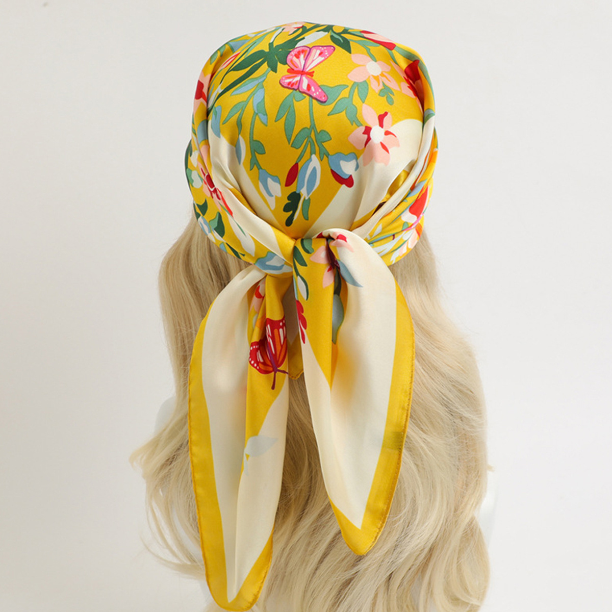 Print Flower Scarf Bandana Women's Imitation Silk Head Scarf