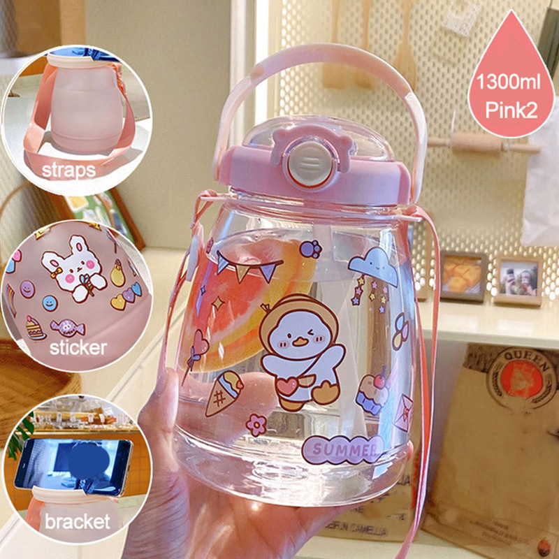 1pc Portable Water Bottle With Lanyard, Cute Cartoon Bear Shaped Random  Color Drinking Bottle For Child