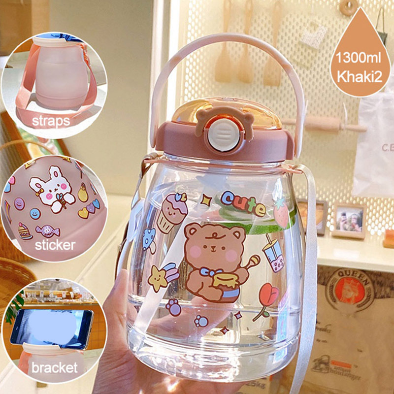 1pc Cartoon Bear Shaped Cup With Straw
