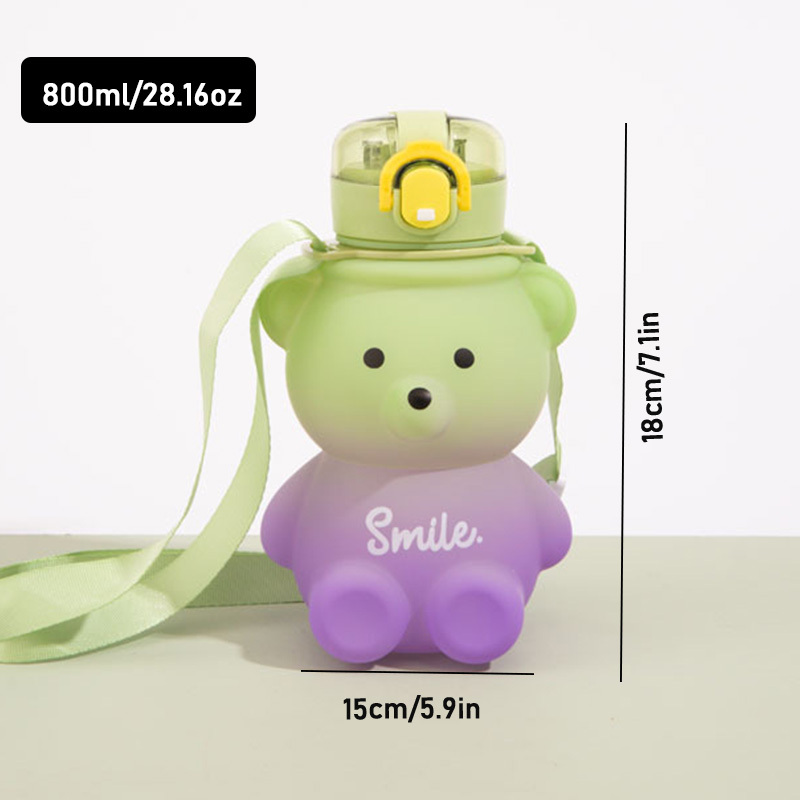 1pc Cartoon Bear Shaped Cup With Straw