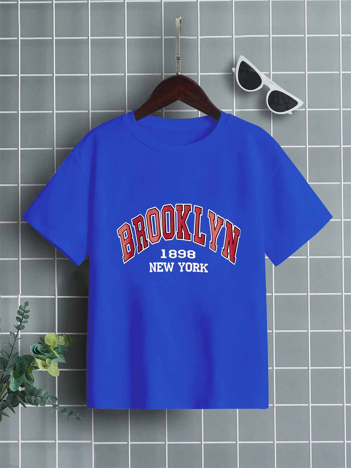Camiseta Creativa Niñas Estampado Letras Brooklyn Camisetas - Temu
