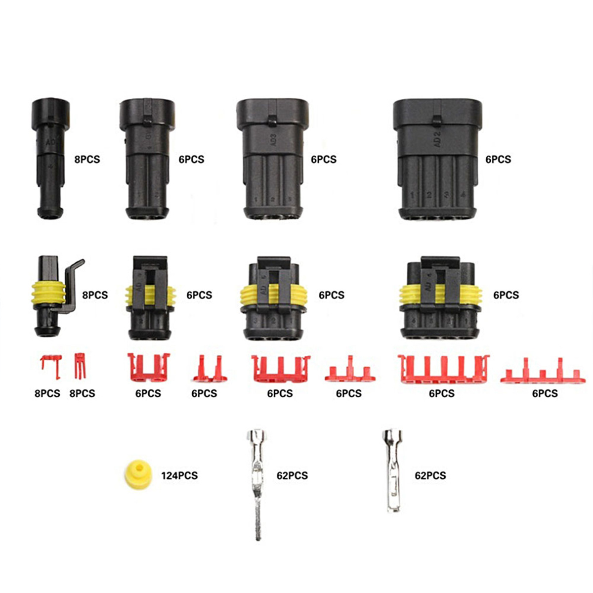 352pcs Ip68 Waterproof Car Electrical Wire Connector 1 2 3 4 Hole Terminals  Plug Kit Male Female Pin Small Plug Water Resistant Harness Plug Connector  Car Motorcycles Trucks Caravans Boat - Industrial & Commercial - Temu