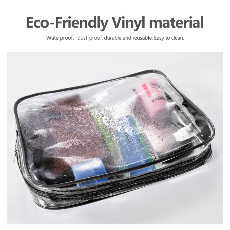3 in 1 Clear Cosmetic Makeup Bags Kit Set, Portable Transparent PVC Vinyl  Small Toiletry Travel Wash Bag Organizer Storage Pouch with Zipper