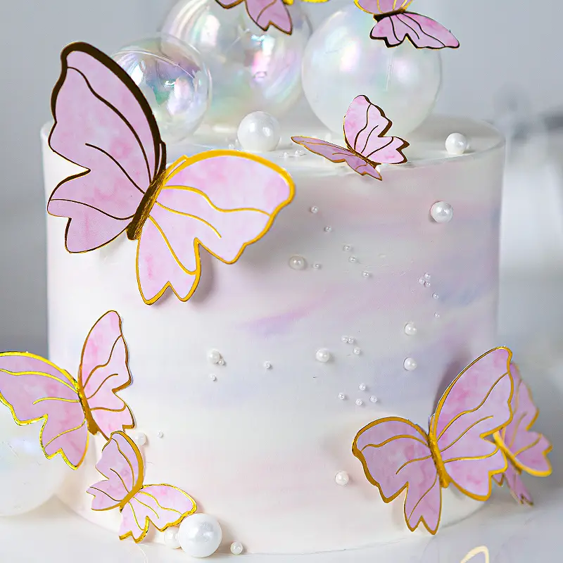 11pcs Decoración Pastel Mariposa Dorada Estilo Ins Rosa - Temu