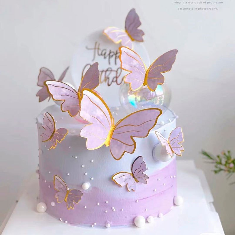 Hot sale ailes de papillon de plumes Cake Décoration Cake Insert