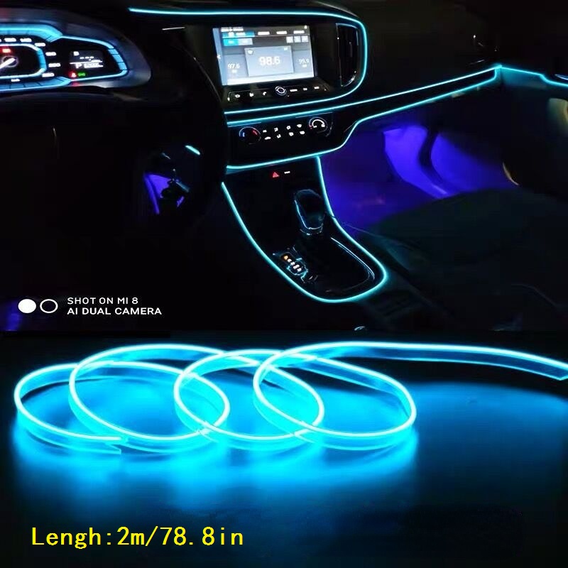 2M voiture intérieur Led lampe décorative EL câblage néon bande pour Auto  bricolage Flexible lumière ambiante USB fête atmosphère Diode - Temu Belgium