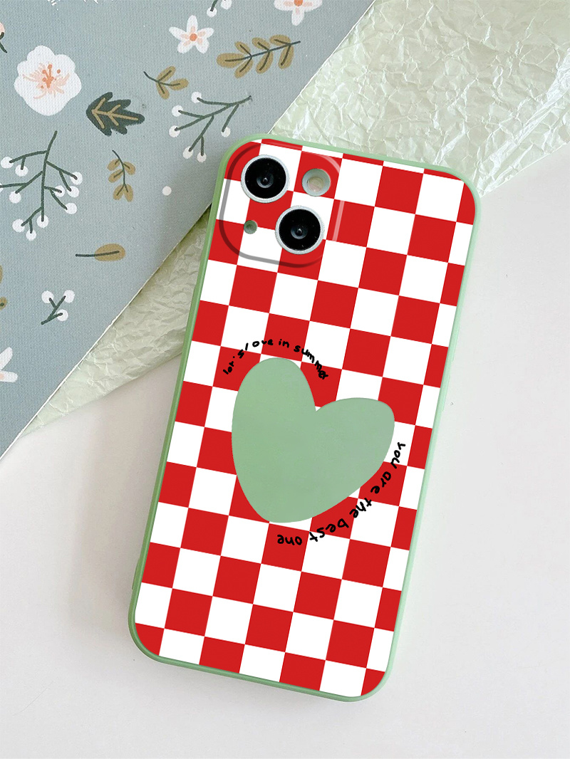 Cute Checkered Flowers Phone Case for iPhone 11, 12, 13, 14, Pro