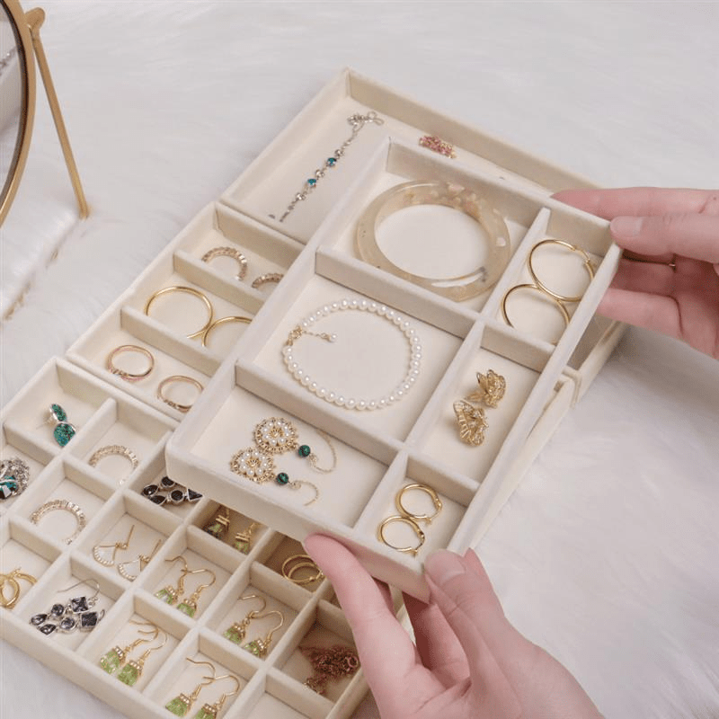 Exquisite Velvet Jewelry Display Tray Case Stackable And - Temu