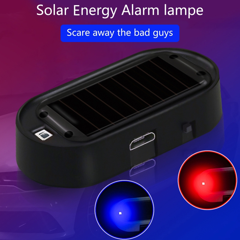 Universal Car Fake Solar Power Alarm Lamp Security System Warning Theft  Flash Blinking Car Anti-Theft Caution LED Light Red/Blue