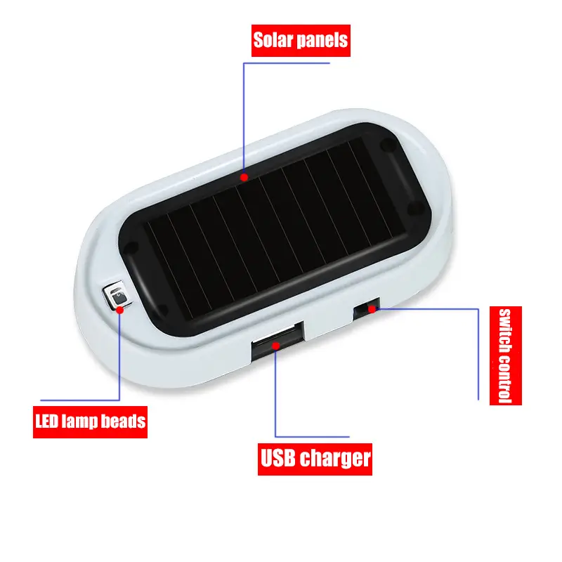 universal solar powered led flashing warning lights durable pvc solar lights details 2