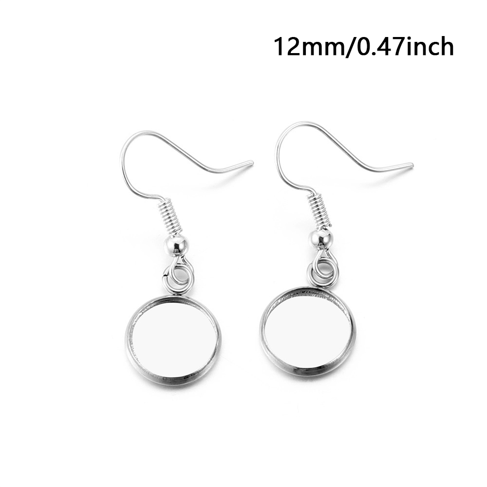 10pcs Stainless Steel Earring Hooks With Gemstone Trays, 8-20mm - Making Supplies