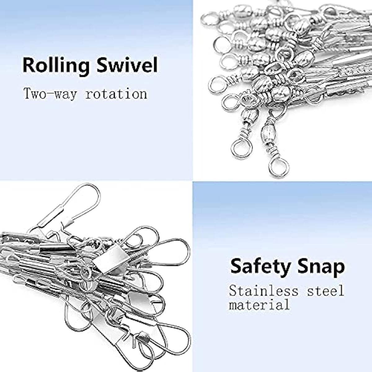Dyxssm Fishing Hook Line Stainless Steel, Fishing Rigs Wire Leader with  Rolling Swivel and Barb Hooks (Type-B: 3 Hooks rig, 8#)