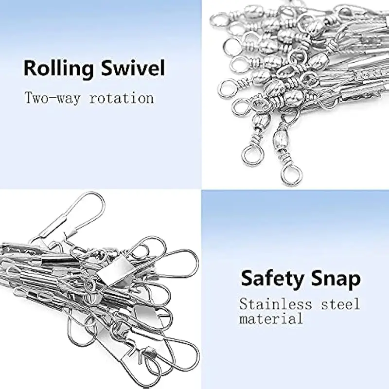 10pcs Stainless Steel Fishing Rigs with Wire Leader, Swivel, and Hooks -  Complete Tackle Set for Saltwater and Freshwater Fishing - Perfect Gift for  A