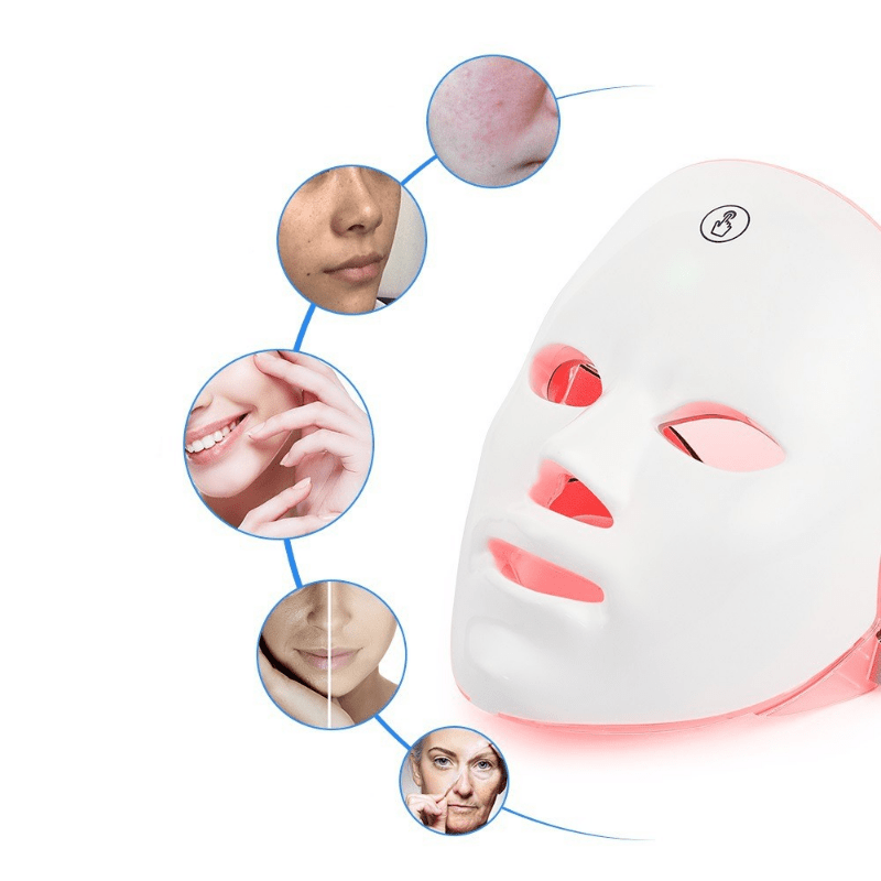 Masque Facial LED avec chargeur USB, 7 couleurs, thérapie