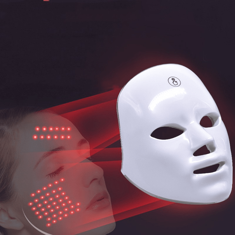 FAZJEUNE Masque Facial Luminothérapie, 7 Couleurs Masque LED Photon Lampe  Photothérapie Beauté du Visage/Cou Soins de la Peau