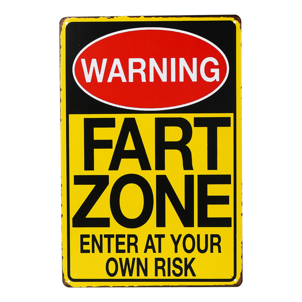 

1pc Vintage Fart Zone Warning Sign - Funny Metal Sign For Bathroom, Kitchen, And Office - Humorous Gift For Men And Women