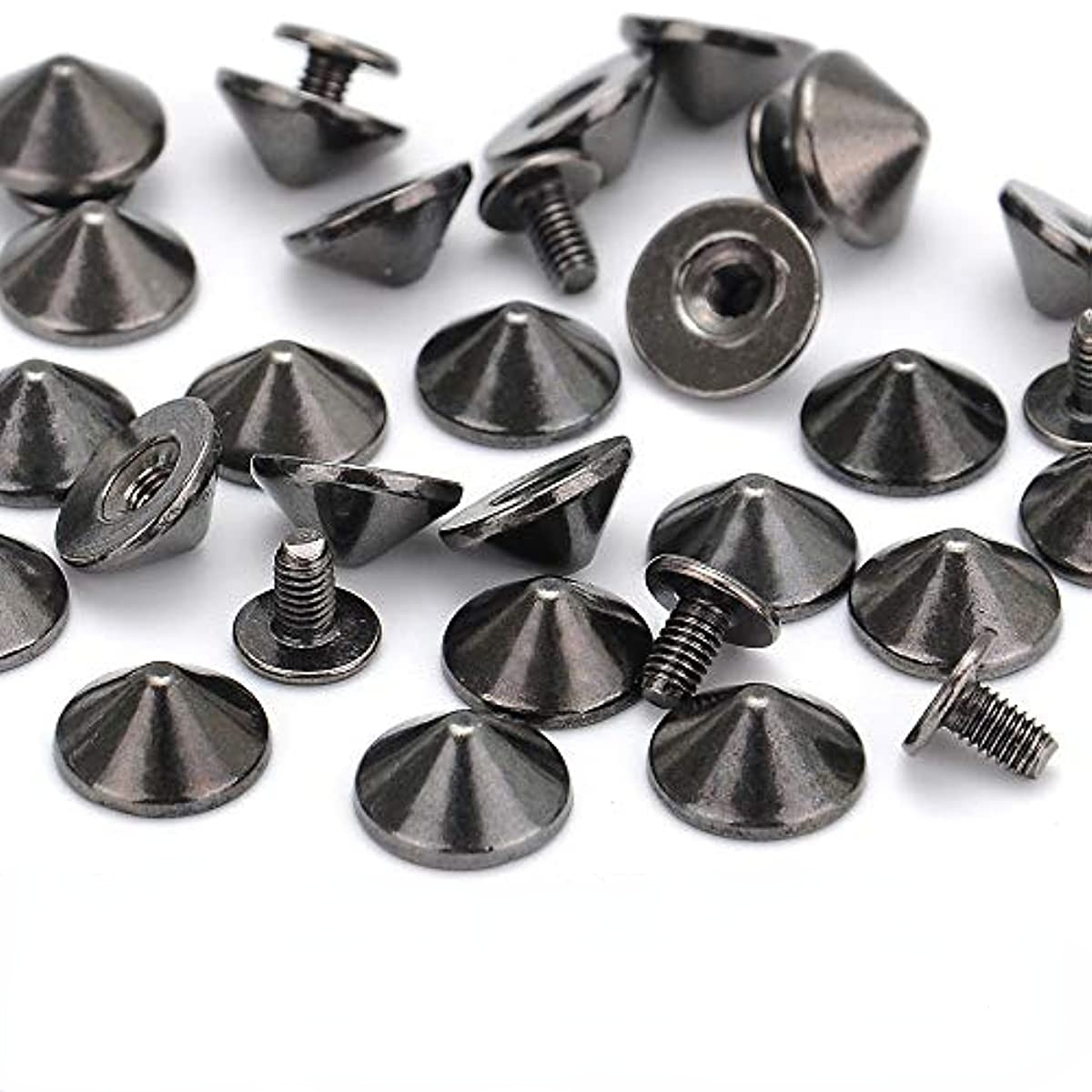 170 Pieces Multiple Sizes Cone Spikes Screwback Studs Rivets Large Medium  Small Metal Tree Spikes Studs for Punk Style Clothing Accessories DIY Craft