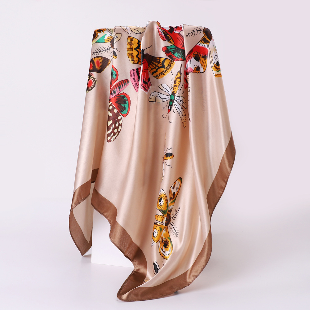 35 4 Butterfly Geometric Print Shawl Imitation Silk Square Scarf Elegant  Bandana Women Casual Wraps Sunscreen Travel Beach Towel - Jewelry &  Accessories - Temu