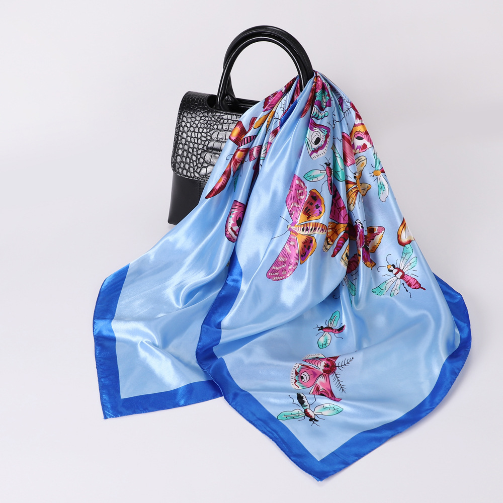 35 4 Butterfly Geometric Print Shawl Imitation Silk Square Scarf Elegant  Bandana Women Casual Wraps Sunscreen Travel Beach Towel - Jewelry &  Accessories - Temu