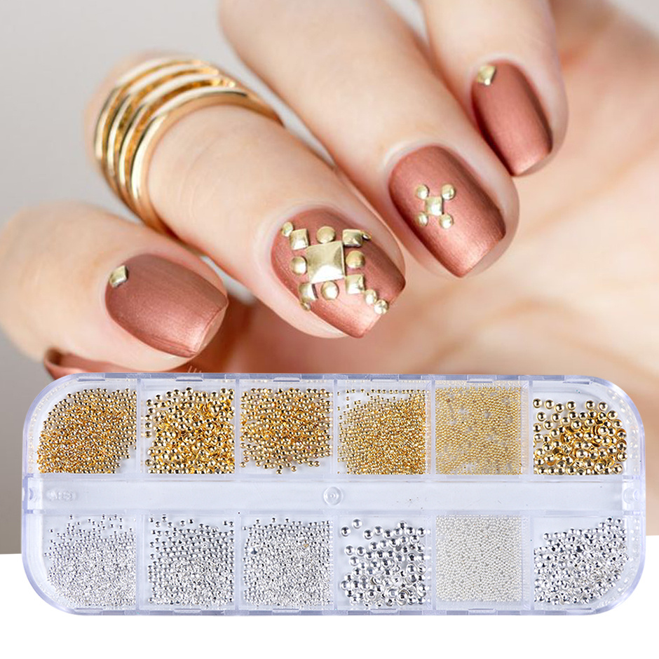 Golden Silvery Metal Charms Nail Studs Round Star - Temu