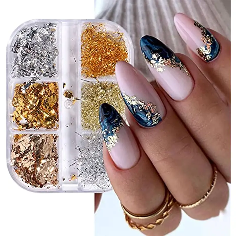 Nail Foil 3d Sparking Gold Flakes For Nails Metallic Nail - Temu United  Arab Emirates