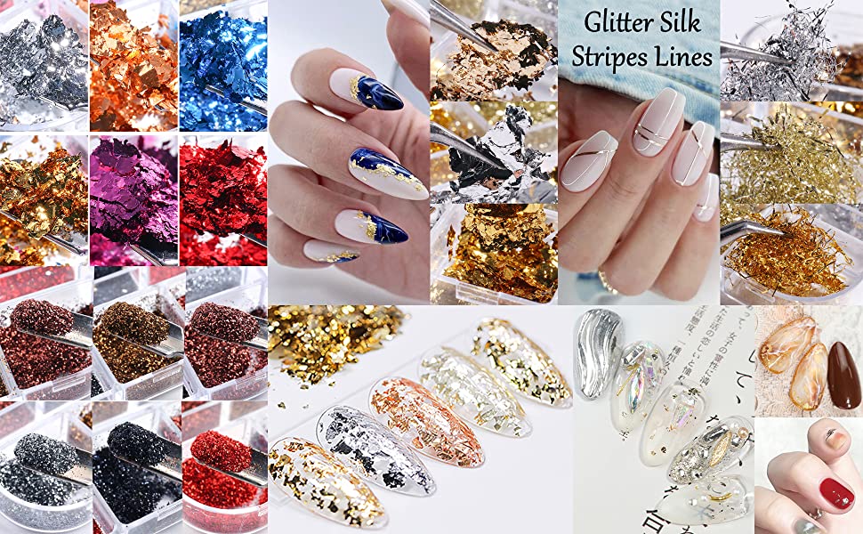 Nail Foil 3d Sparking Gold Flakes For Nails Metallic Nail - Temu United  Arab Emirates