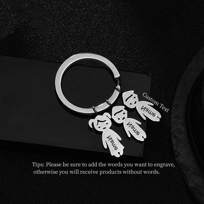 Custom Personalized Family Gifts Keychain Engraved Stainless Steel Keyring  for Mother Father Kids