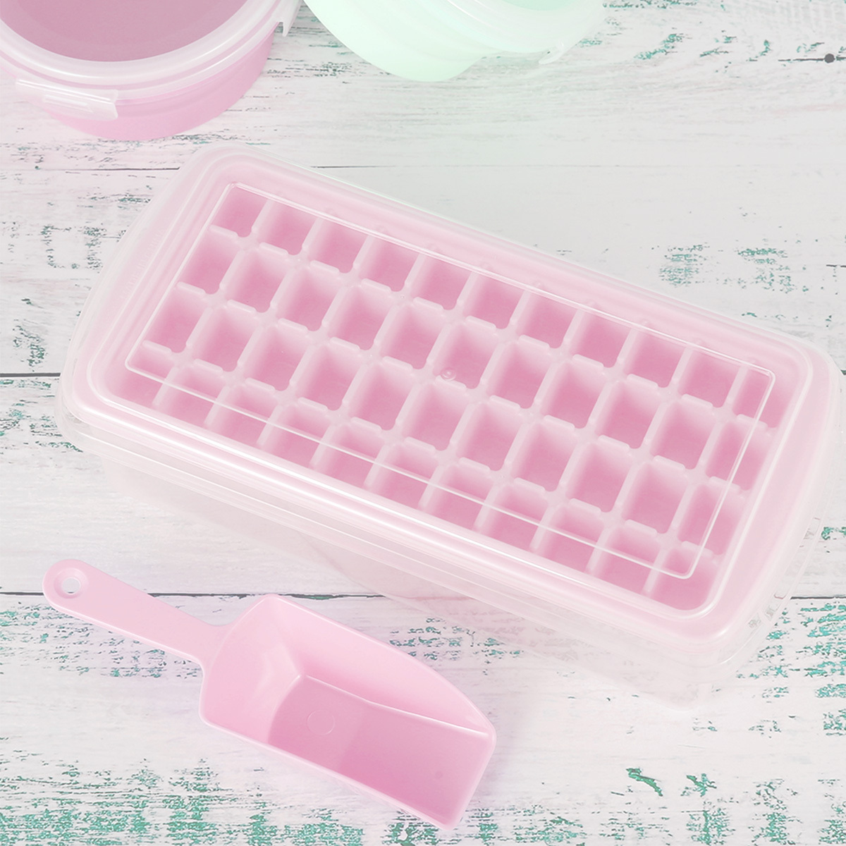 Reusable 14 Grids Silicone Ice Cube Trays with Lid Easy-Release