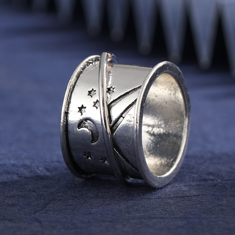 Anillo Giratorio Retro Moda Forma Luna Estrella Hombre Temu Chile